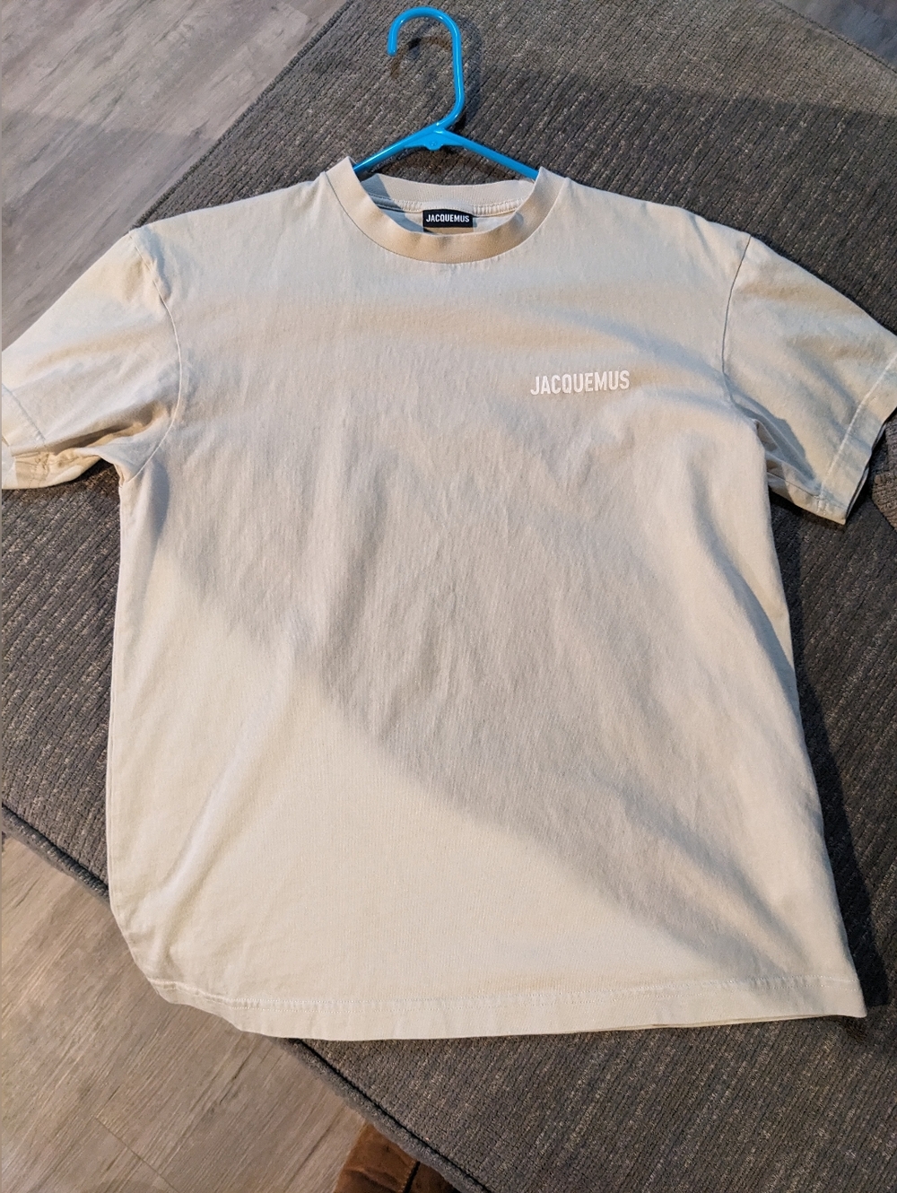 Jacquemus Beige Crewneck T-Shirt with White Logo